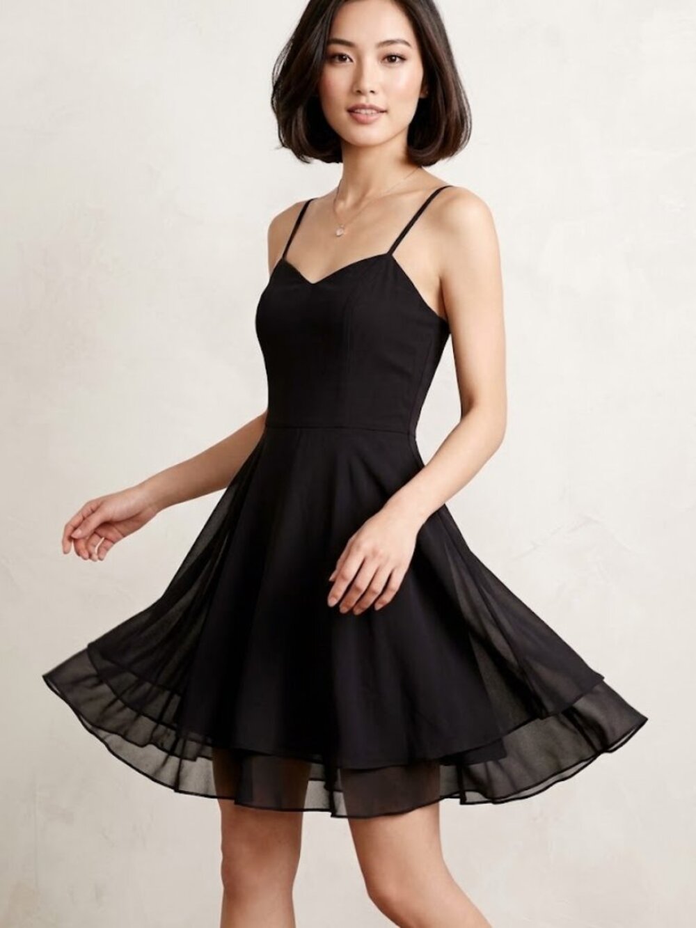 Jewelry Made in Japan Black Tiered Ruffle A-Line Dress Sz 05 Padded Bust $183